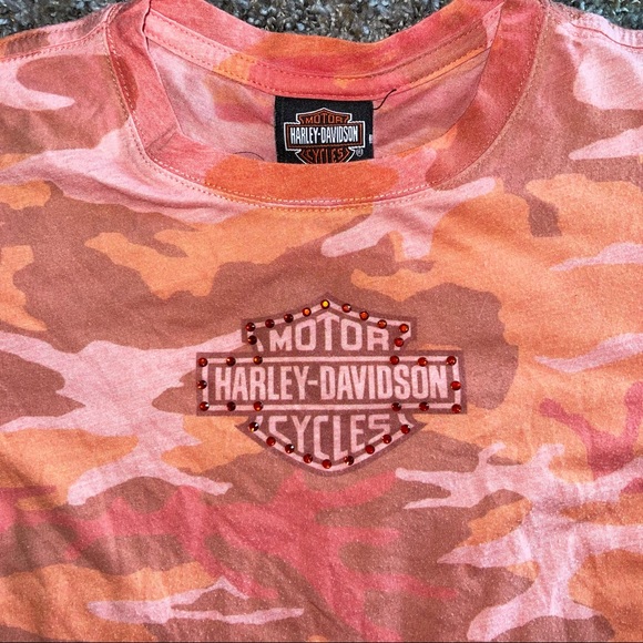 Harley Davidson Orange Camouflage Tshirt - Picture 8 of 8